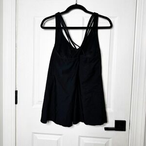 Miraclesuit x Talbots Black Light Control Tankini Swim Top Size 12